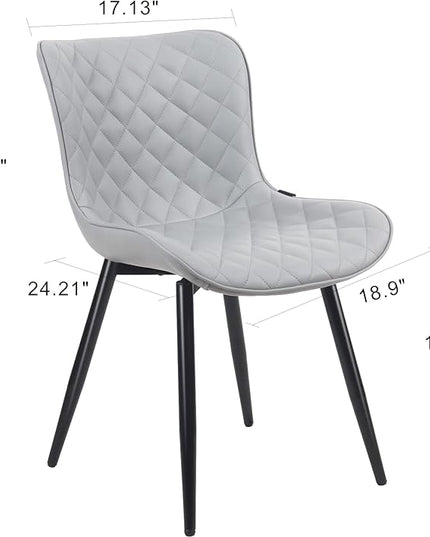 Kidol & Shellder Gray Dining Chairs Modern Upholstered Dining Room Chairs Leather Armless Chairs Set of 2 for Living Room Kitchen Bedroom, 3 Mins Quick Assembly - LeafyLoom