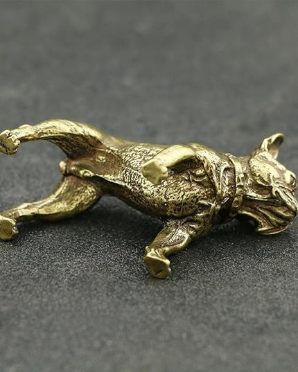 Vintage Solid Brass Miniature - Delicate Bulldog Desk Ornament for Pet Enthusiasts - Exquisite Collectible and Home Décor Accent（Bulldog） - LeafyLoom