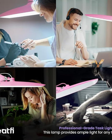 Neatfi XL 2,200 Lumens LED Task Lamp, 24W Super Bright Desk Lamp, 117 Pcs SMD LED, 4 Level Brightness, Dimmable, Task LED Light for Home, Office, Workbench (Non-CCT, Pink) - LeafyLoom
