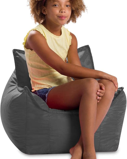 Posh Creations Bean Bag Chair Structured Comfy Seat Use for Gaming, Reading and Watching TV, Newport, Charcoal Gray - LeafyLoom
