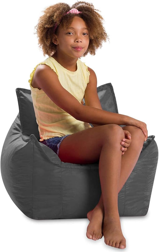 Posh Creations Bean Bag Chair Structured Comfy Seat Use for Gaming, Reading and Watching TV, Newport, Charcoal Gray - LeafyLoom