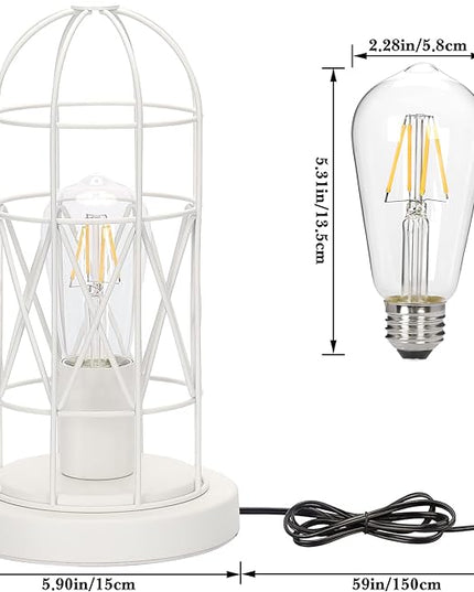 Bedside Touch Lamp, Small Table Lamp for Bedroom Living Room, 3 Way Dimmable Modern Nightstand Lamp, Simple Desk Lamp with White Metal Cage Shade, 2700K LED Bulb Included - LeafyLoom