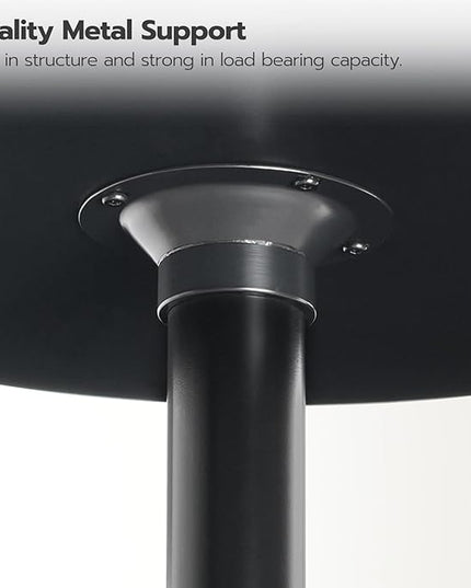 HOOBRO Round Bar Table, 35" Tall Pub Table, Cocktail Table with Base, Stable Counter Table with Non-Slip Base for Narrow Space, Bar Height Table for Kitchen, Easy to Assemble, Black BB57BT01 - LeafyLoom