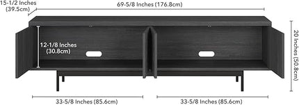 Henn&Hart Whitman TV Stand, 70" Wide, Dark Gray - LeafyLoom