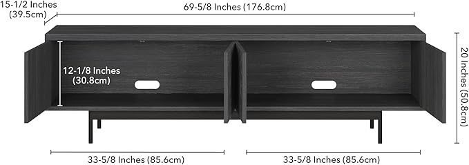 Henn&Hart Whitman TV Stand, 70" Wide, Dark Gray - LeafyLoom