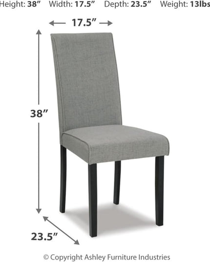 Signature Design by Ashley Kimonte Upholstered 19" Parsons Dining Chair, 2 Count, Dark Gray - LeafyLoom