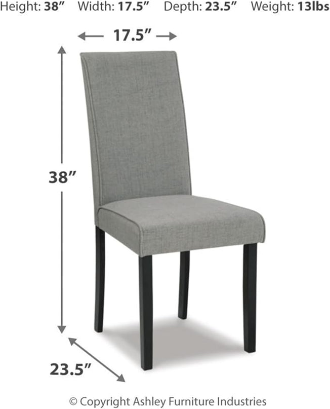 Signature Design by Ashley Kimonte Upholstered 19" Parsons Dining Chair, 2 Count, Dark Gray - LeafyLoom