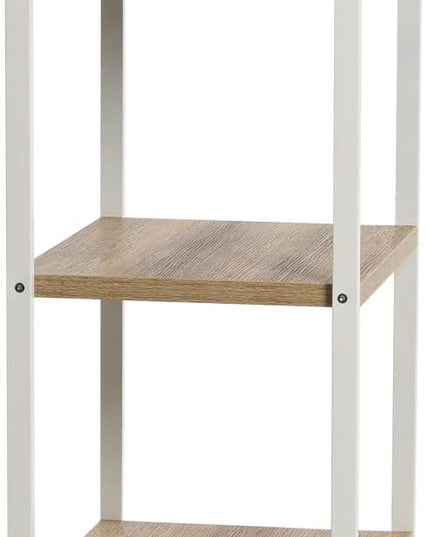 Household Essentials Jamestown Narrow 5 Shelf Open Storage Bookshelf Coastal Oak Rustic Wood Grain and White Metal - LeafyLoom