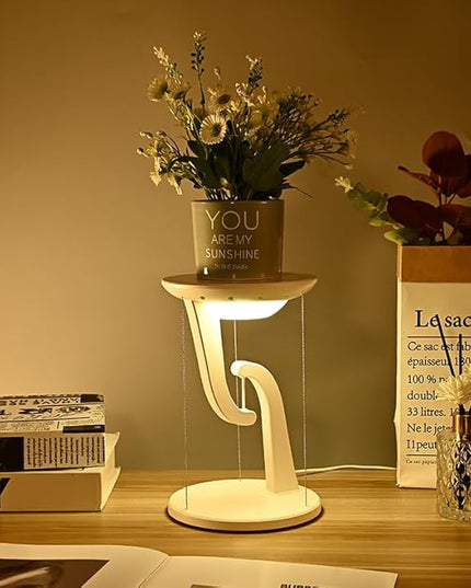 Night Light Wireless Charger Lamp,Ambient Light,LED Desk Lamp with Wireless Charger,Balance Magnetic Suspension Desk Light Creative Fun Bedside Lamp,Anti-Gravity Bedroom Table Lamp 3-Level Brightness - LeafyLoom