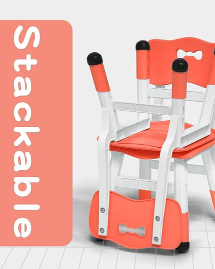 Adjustable Kid Chairs Indoor 3 Level Adjustable Suitable for Children Age 2-6. Maximum load-bearing 220LBS Suitable for Family Classroom and Nursery Child Seat Set (2-Pack-Red) - LeafyLoom