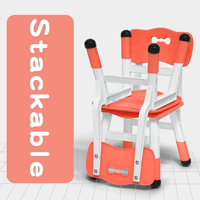 Adjustable Kid Chairs Indoor 3 Level Adjustable Suitable for Children Age 2-6. Maximum load-bearing 220LBS Suitable for Family Classroom and Nursery Child Seat Set (2-Pack-Red) - LeafyLoom