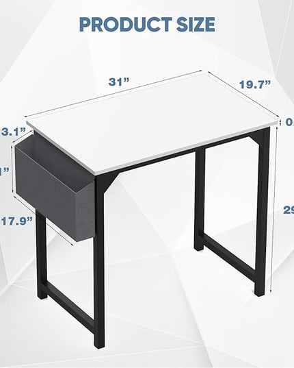 32 Inch Small Office Desk Modern Simple Style Writing Study Work Computer Table for Home Bedroom, White - LeafyLoom