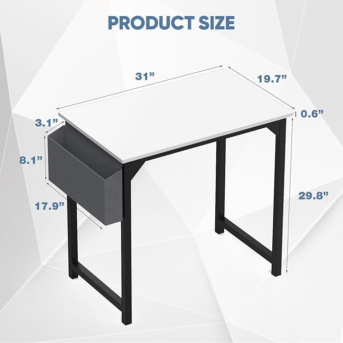32 Inch Small Office Desk Modern Simple Style Writing Study Work Computer Table for Home Bedroom, White - LeafyLoom