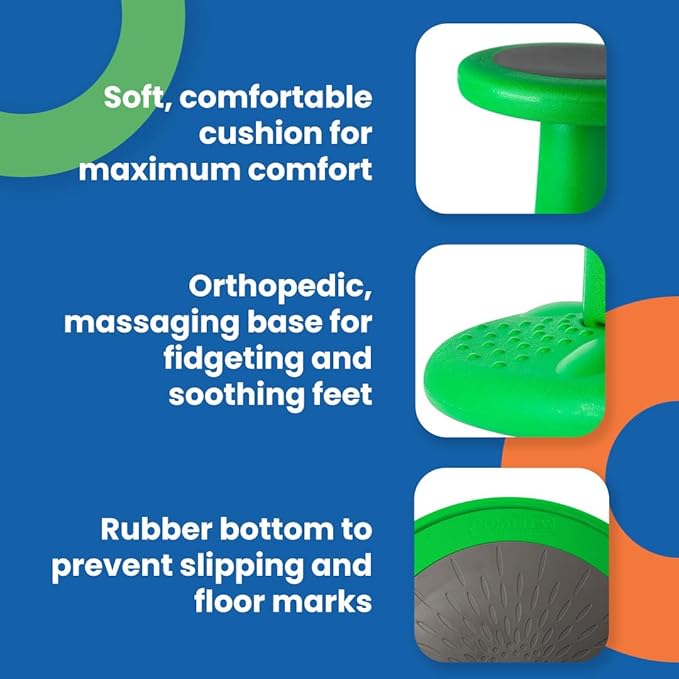 Studico ActiveChairs Kids Wobble Stool, Flexible Classroom Seating improves Focus, Posture & helps ADHD/ADD. Get The Wiggles out Active Fidget Chairs, Preschool | Elementary 14" Chair, Ages 3-7, Gray - LeafyLoom