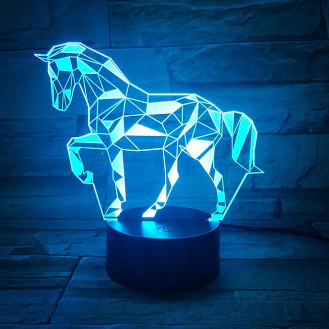 3D Horse Lamp, Optical Illusion Night Light for Room Decor & Nursery, Cool Birthday Gifts & 7 Color Changing Toys for Kids, Girls, Boys & Horse Lovers - LeafyLoom