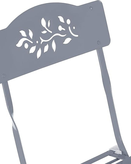 Alpine Corporation Folding Table and Chairs Patio Seating, Gray - LeafyLoom