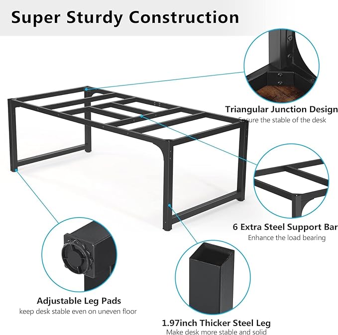 Tribesigns Modern Computer Desk, 78.7 x 39.4 inch X Large Executive Office Desk Computer Table Study Writing Desk Workstation for Home Office,Rustic/Black - LeafyLoom