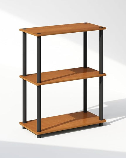 Furinno Turn-N-Tube 3-Tier Multipurpose Compact Display Rack, Shelving Unit, Bookcase, Light Cherry - LeafyLoom