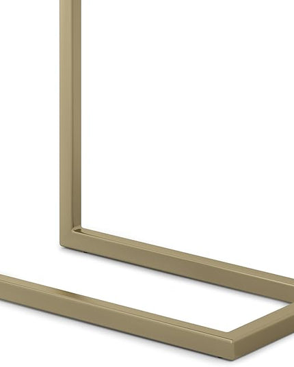 SIMPLIHOME Skyler SOLID MANGO WOOD and Metal 18 inch Wide Rectangle C Side Table in Dark Brown and Gold, Fully Assembled , for the Living Room and Bedroom - LeafyLoom