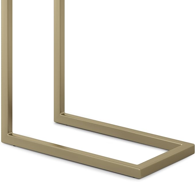 SIMPLIHOME Skyler SOLID MANGO WOOD and Metal 18 inch Wide Rectangle C Side Table in Dark Brown and Gold, Fully Assembled , for the Living Room and Bedroom - LeafyLoom