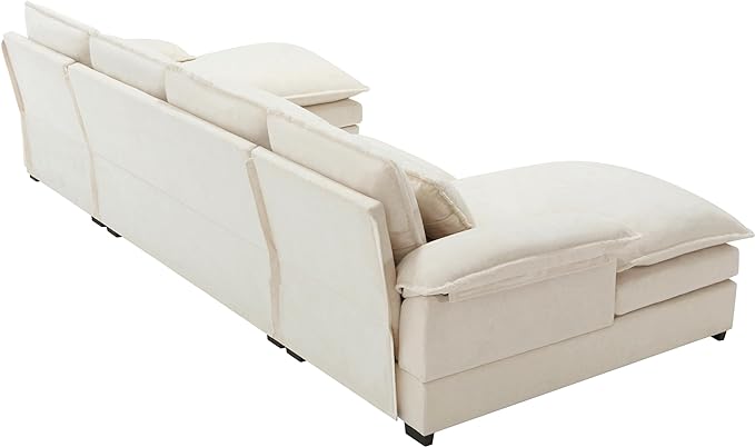 Symmetrical U Shaped Modular Sectional Sofa Cloud Couch, 6 Seater Oversized Convertible Sleeper Couch with Double Chaise & Memory Foam, Deep Seat Corner Sofa&Couches for Living Room Office - LeafyLoom