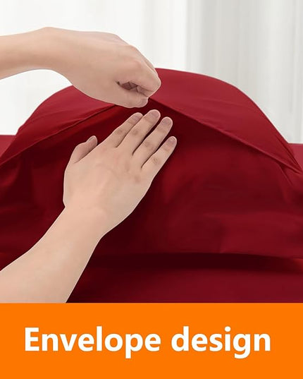King Size Comforter Set - 3 Pieces, 1 Reversible Comforter and 2 Pillowcases,Soft Quilted Warm Fluffy Cooling Bedding for All Season,Red - LeafyLoom