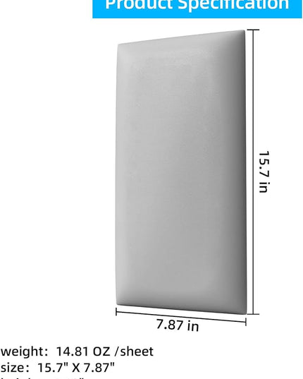 Peel and Stick Headboard Grey Upholstered Wall Panels, 4 Panels Sized 7.8" x 15.7", 3D Anti-Collision Soundproof Self-Adhesive Wall Panel for Bedroom，Living Room - LeafyLoom