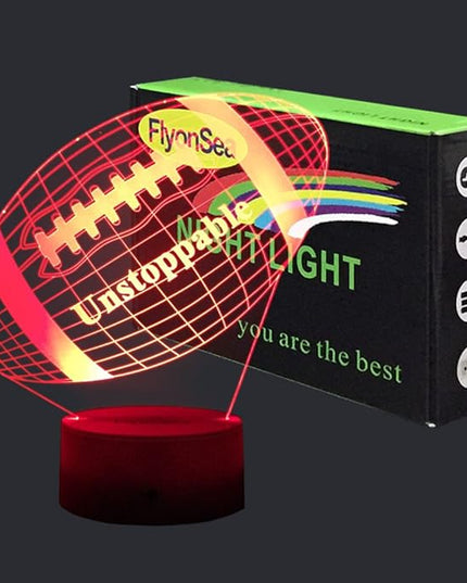 Football lamp, Rugby Ball Bedside Lamp 7 Colors Change + Remote Control with Timer Kids Night Light Optical Illusion Lamps for Kids Lamp As a Gift Ideas for Boys or Kids - LeafyLoom