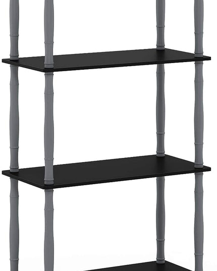 Furinno Turn-N-Tube 4-Tier Multipurpose Shelf Display Rack, Classic Tubes, Black/Grey - LeafyLoom