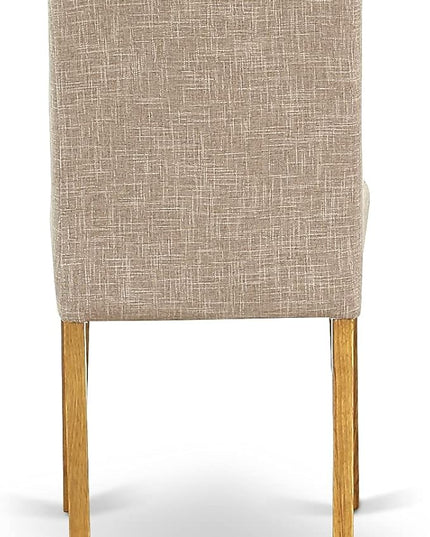 East West Furniture 1NDAB5-OAK-04 5 Piece Set includes a Rectangle Dining Room Table with Dropleaf and 4 Light Tan Linen Fabric Upholstered Parson Chairs, 30x48 Inch - LeafyLoom