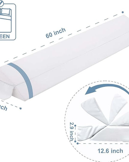Limthe Bed Wedge Pillow for Headboard Queen Size,Bed Gap Filler Adjustable,Mattress Gap Filler,Fill The Gap (0-7") Between Headboard/Wall and Mattress White 60"x10"x6" - LeafyLoom