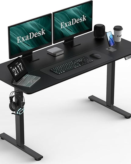 60 * 24 Inches Electric Standing Desk, Adjustable Height Sit Stand Up Desk with 3 Memory Presets, Motorized Home Office Computer Gaming Workstation Desk, Classical Black - LeafyLoom