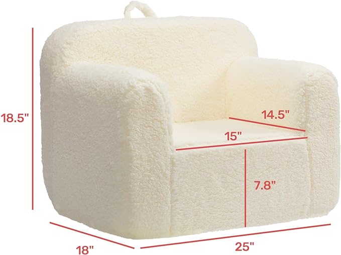 ALIMORDEN Kids Ultra-Soft Snuggle Foam Filled Chair, Toddler Cuddly Sherpa Reading Couch for Boys and Girls, Cream - LeafyLoom