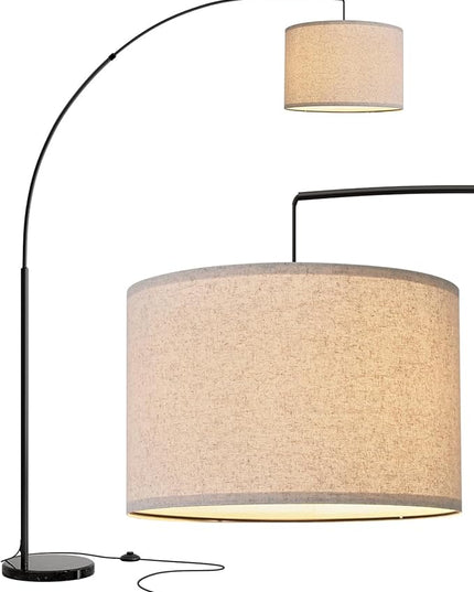 Oneach Modern Arc Floor Lamp for Living Room Arching Hanging Lamp Shade Over The Couch for Reading Bedroom Office Brushed Steel Arch Standing Floor Lamp Black - LeafyLoom