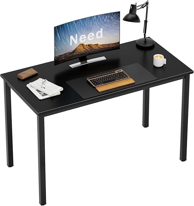 Need Small Computer Desk Writing Desk 39 3/8'' L Study Desk for Small Space Gaming Desk Sturdy and Heavy Duty Home Office Desk for Dormitory/Meeting Room AC3CB(100 * 60) Beside Table,Black/Black - LeafyLoom