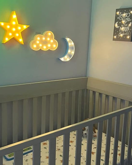 LED Star Sign Night Light, Can Be Hung On The Wall Kids Room Room Light, Suitable for Birthday Party, Holiday Decoration, Baby Room Nursery Decoration. (Yellow Stars) - LeafyLoom
