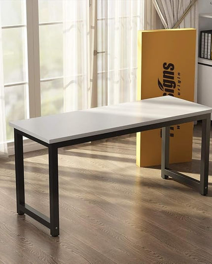 Tribesigns Computer Desk, 55 inch Large Office Desk Computer Table Study Writing Desk for Home Office, White + Black Leg - LeafyLoom
