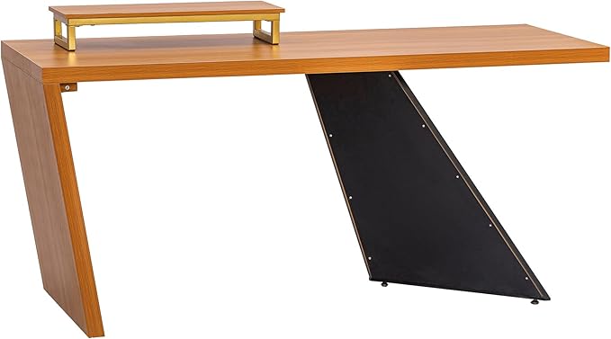 NicBex Laik-DW-00035-DX Desks, 62.99" W x 23.22" D x 29.52" H, Teak - LeafyLoom
