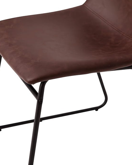 Flash Furniture Butler 18 Inch Commercial Grade LeatherSoft Dining Table Height Chair, Mid-Back Black Sled Base with Dark Brown LeatherSoft Upholstery, Set of 2 - LeafyLoom