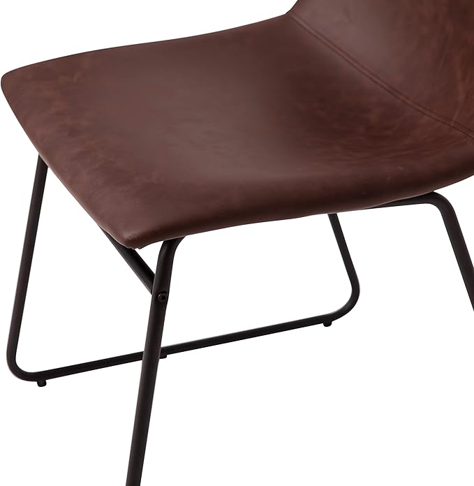 Flash Furniture Butler 18 Inch Commercial Grade LeatherSoft Dining Table Height Chair, Mid-Back Black Sled Base with Dark Brown LeatherSoft Upholstery, Set of 2 - LeafyLoom