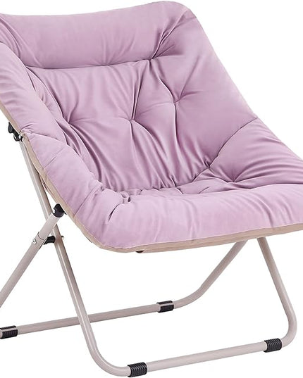 Tiita Comfy Saucer Chair, Soft Faux Fur Oversized Folding Accent Chair, Lounge Lazy Chair for Kids Teens Adults, Metal Frame Moon Chair for Bedroom, Living Room, Dorm Rooms - LeafyLoom
