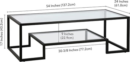 Henn&Hart 54" Wide Rectangular Coffee Table in Blackened Bronze, Modern coffee tables for living room, studio apartment essentials - LeafyLoom