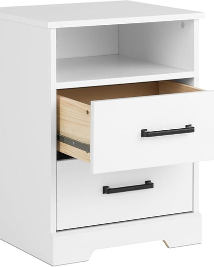Prepac 2 Drawer Nightstand, 16.25in x 18.75in x 24.5in, Rustic White - LeafyLoom