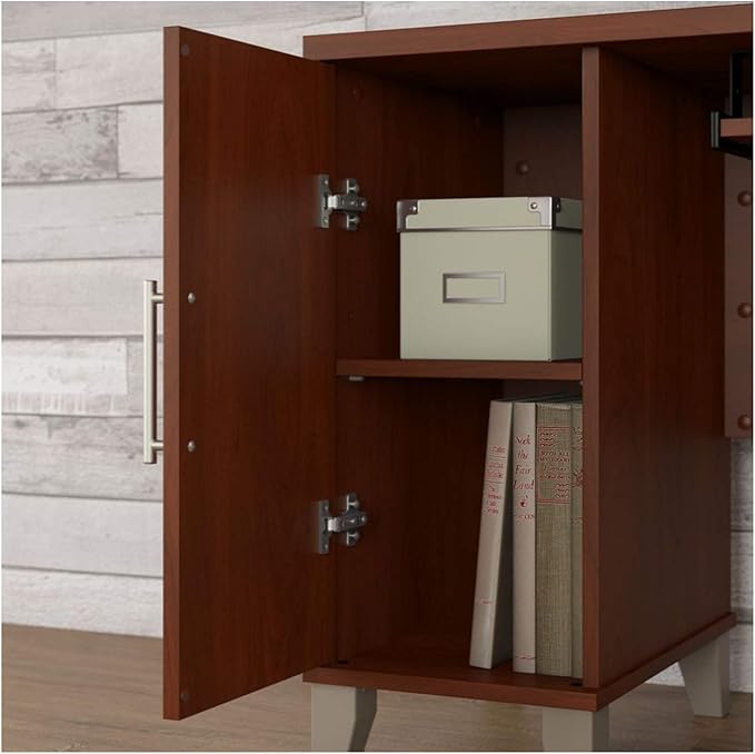 Bush Furniture Somerset 60W L Shaped Desk with Storage in Platinum Gray - LeafyLoom