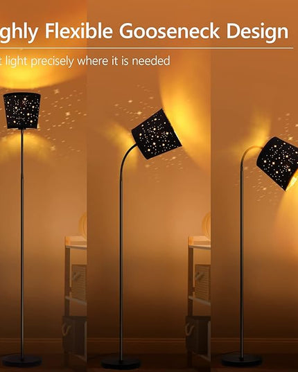 LED Floor Lamp, Standing Lamp for Living Room with Linen Lamp Shade,Adjustable Gooseneck Modern Reading Light,Floor Lamps for Bedroom,Office,Farmhouse,6W LED Bulb Included - LeafyLoom