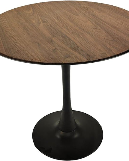 NicBex 31.5Inch Round Dining Table,Minimalist Kitchen Table with MDF Walnut Tabletop and Pedestal Base for 2 to 4,Leisure Coffee Table for Kitchen,Small Space and Living Room,Space-Saving,Walnut+Black - LeafyLoom