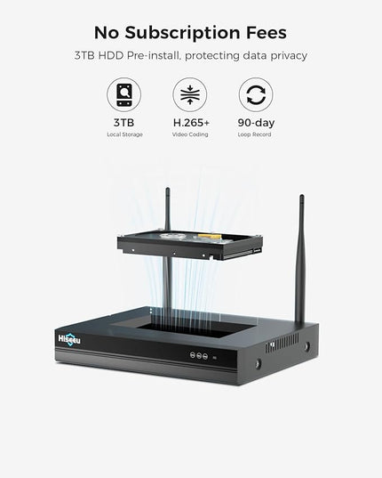 Hiseeu Wireless Security Camera System, 5MP WiFi Camera for Home Security, WiFi-Pro 8 Cam-Kit,16CH, 2-Way Audio, Color Night Vision, IP66 Waterproof, 3TB Storage, 24/7 Recording, No Monthly Fees Hiseeu