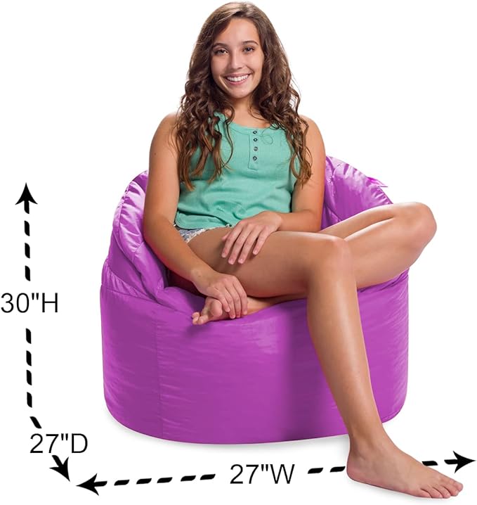 Posh Creations Structured Comfy Seat for Playrooms and Bedrooms, Large Bean Bag Chair, Sonoma Lounger, Purple - LeafyLoom