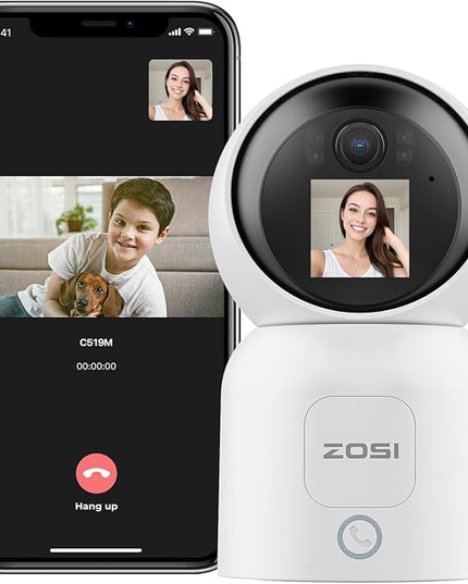 ZOSI 4MP 2 Way Video Security Camera, C519M 360° View Baby/Pet Dog Monitor, 2.5K Plug-in 2.4G/5G Dual-Band WiFi Smart Home Indoor Cam,One-Touch Call,Human Detection,Pan/Tilt,Cloud & SD Card Storage ZOSI