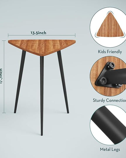 SAYGOER Walnut End Table Small Triangle Side Table Mid Century Night Stand Rustic Farmhouse Bedside Table,Retro Accent Sofa Table for Living Room Bedroom Easy Assembly,Walnut Oak - LeafyLoom